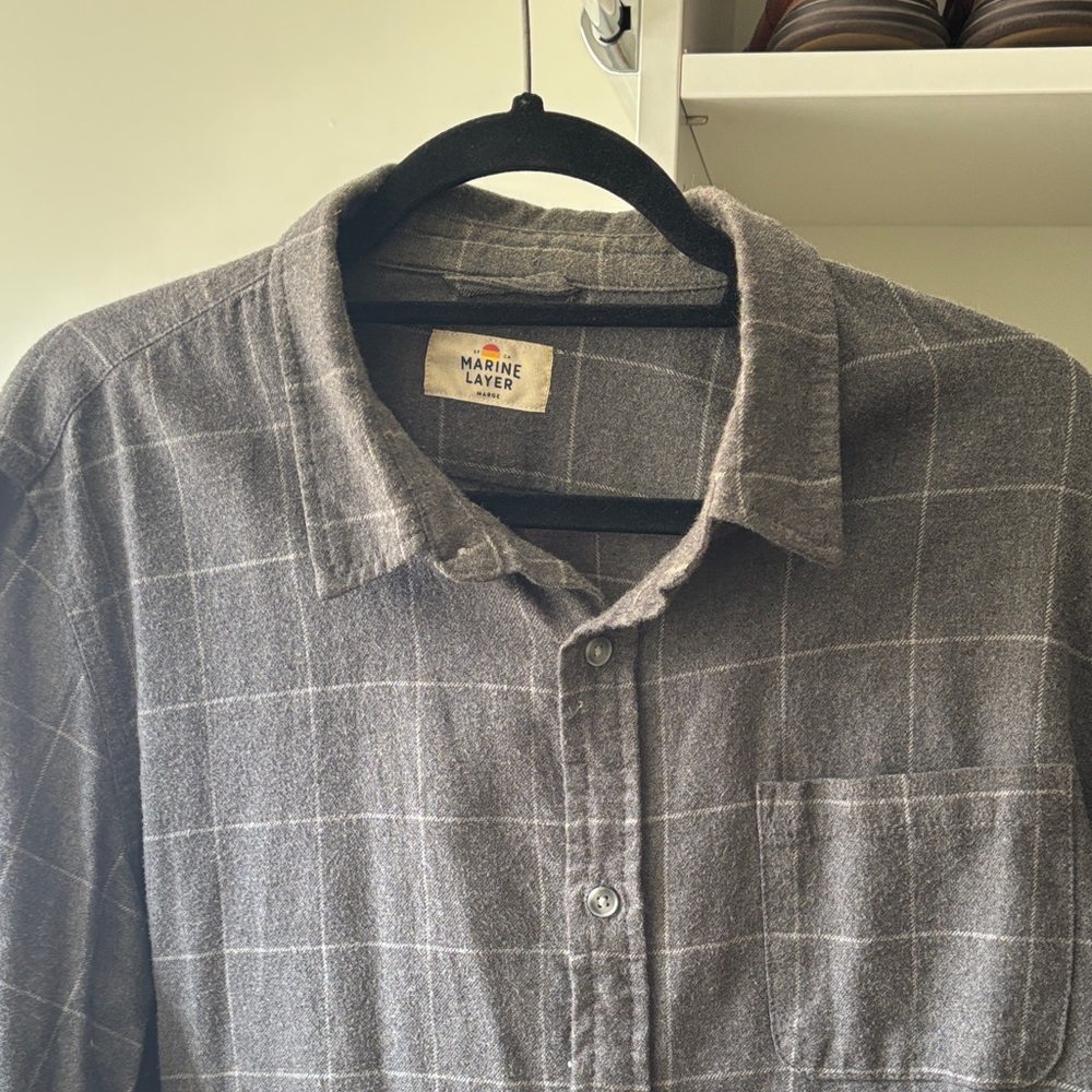 Marine Layer Charcoal Checkered Shirt
